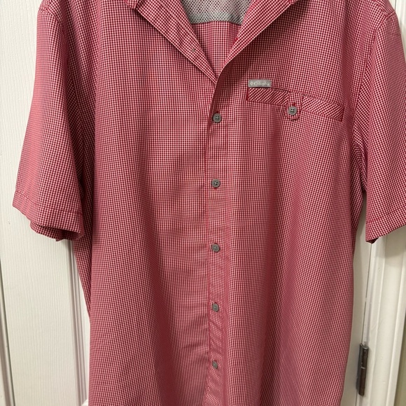 Columbia Red Checked Button Down Short Sleeve Shirt Mens Size Large - Picture 5 of 8
